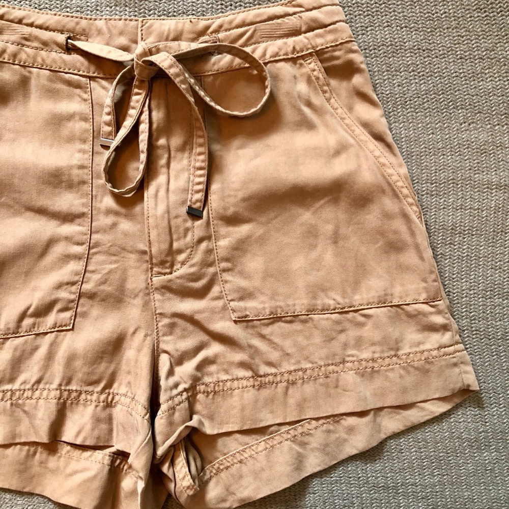 Tan khaki high waisted safari shorts
